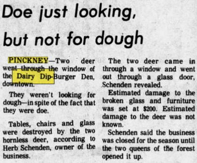 Dairy Dip Drive-In (Dairy Dip Burger Den) - Jan 1973 Article On Deer Intruders (newer photo)